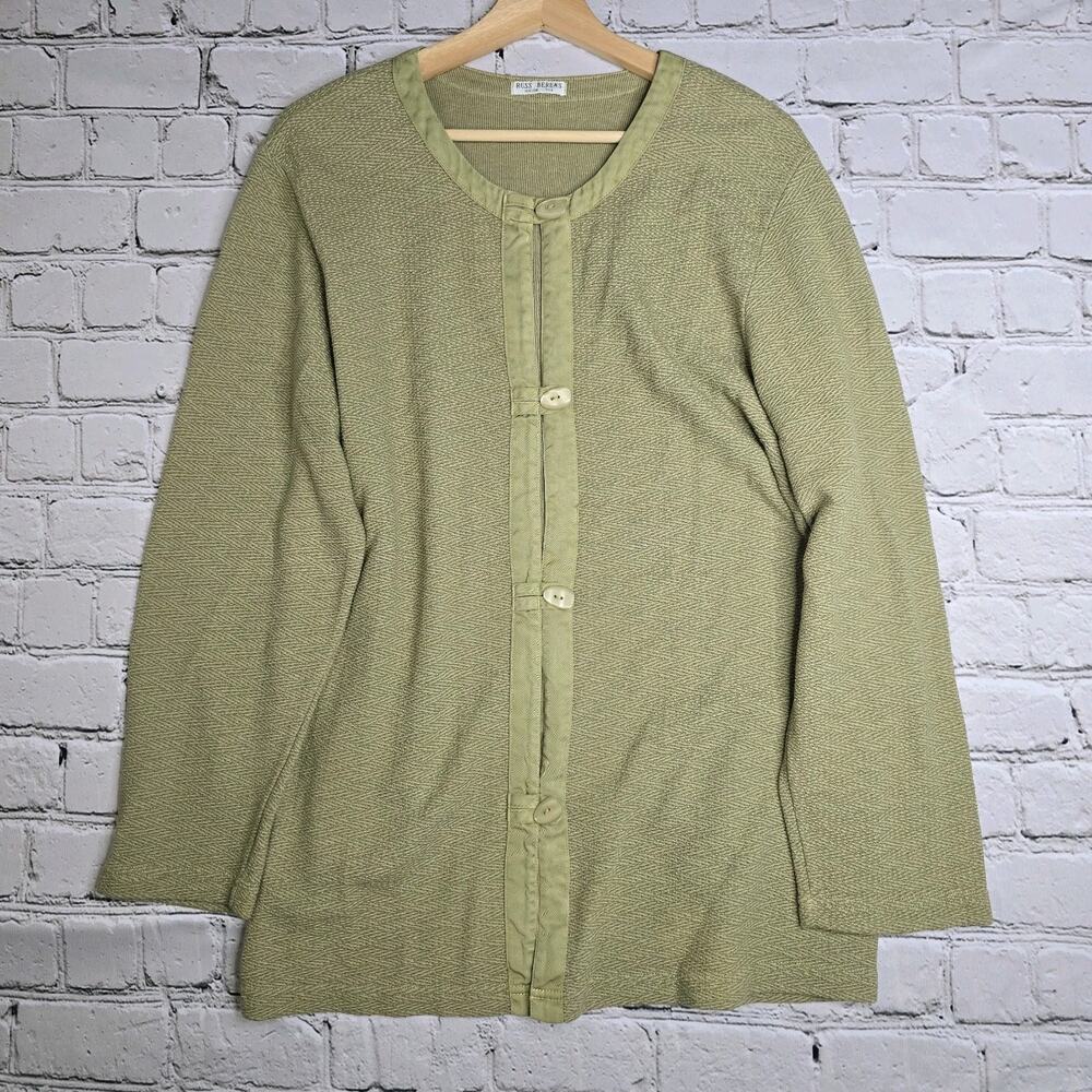 Russ Berens Malibu USA Green Big Button Accent Cardigan Sweater Size‎ Large